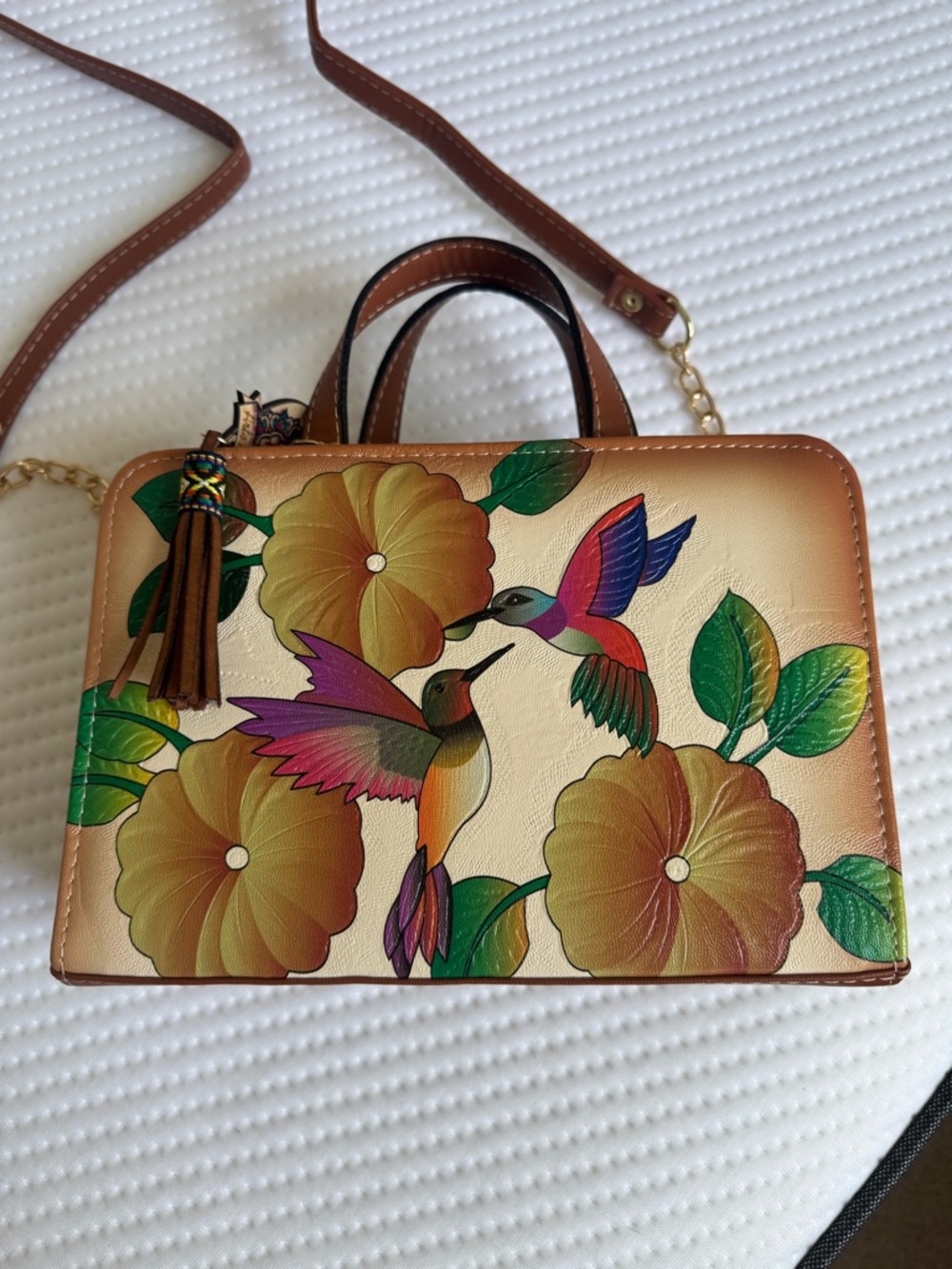 Floral Hummingbird Crossbody Bag